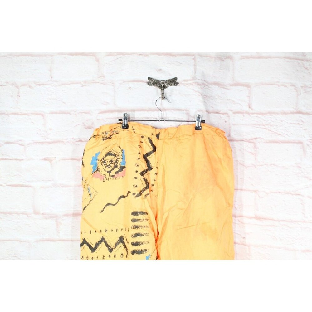 Vintage Gitano Orange Nylon Lined Graphic Loose Jogger Cropped Pants Size XL - Picture 3 of 10